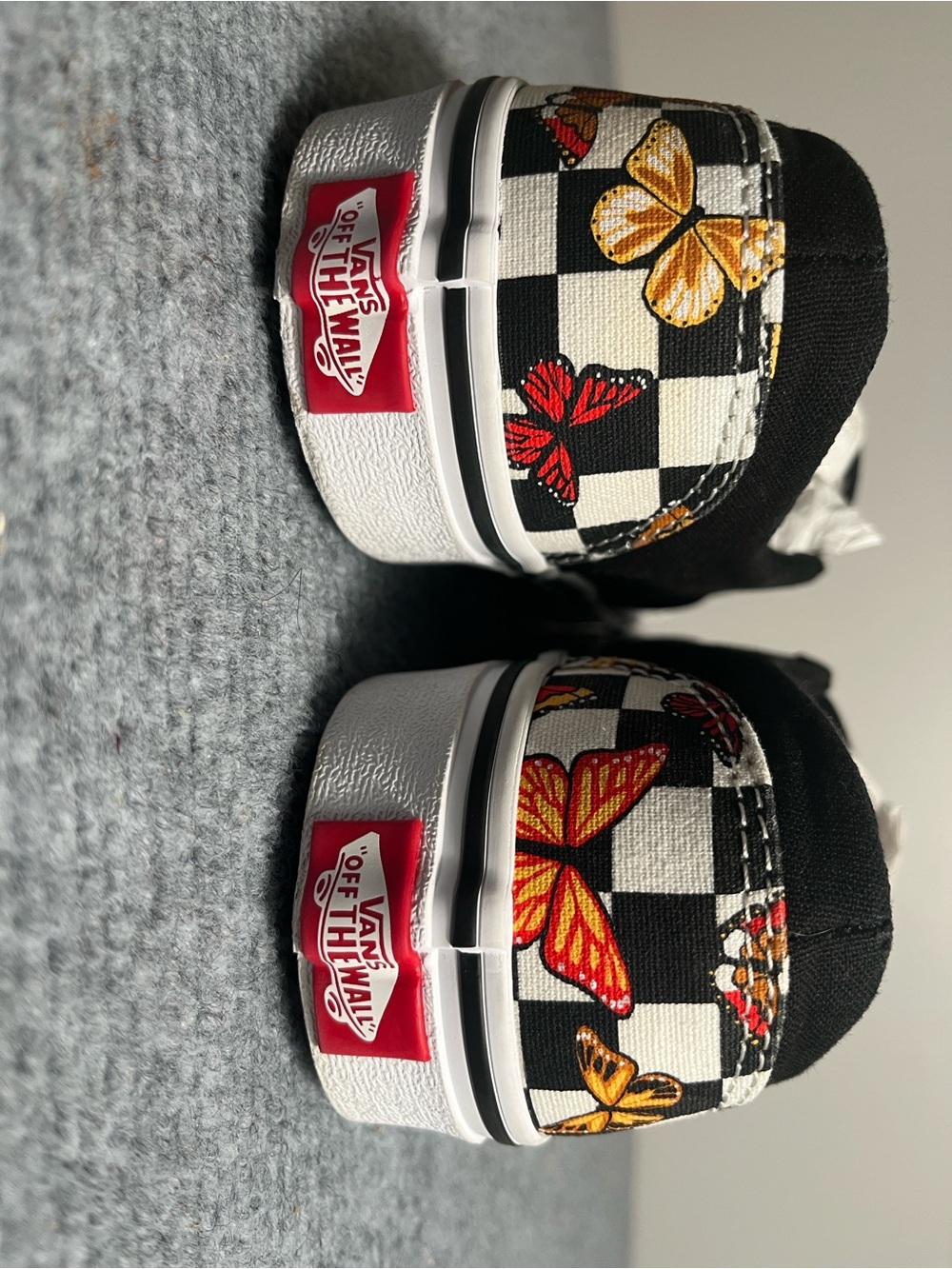 Vans Checkerboard Slip-On Sneakers with Red & Gold Butterflies - Picture 3 of 4